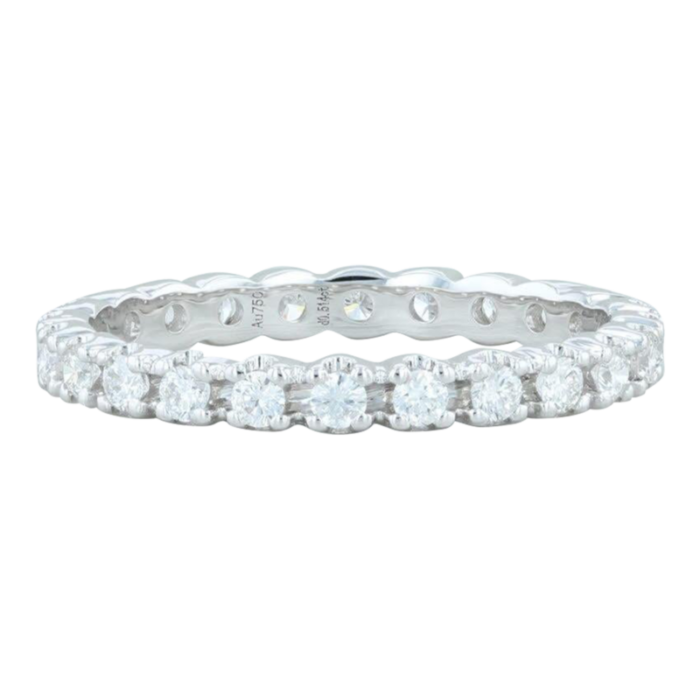 new 051ctw diamond eternity ring 18k white gold size 6 wedding stackable band 7118