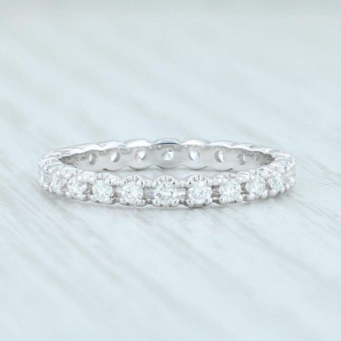 new 051ctw diamond eternity ring 18k white gold size 6 wedding stackable band 9285