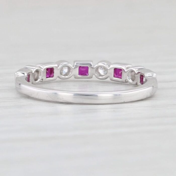 new 052ctw diamond and ruby ring 14k white gold size 65 stackable 3248