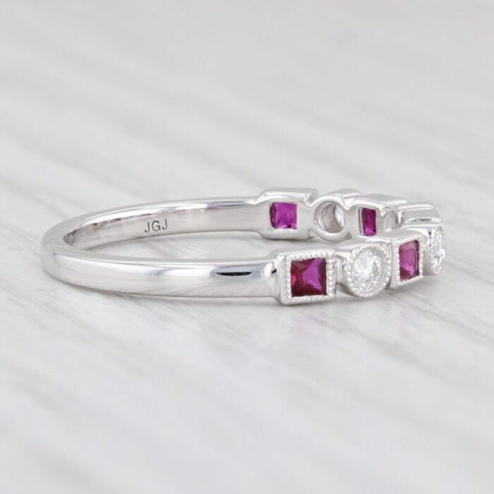 new 052ctw diamond and ruby ring 14k white gold size 65 stackable 7416