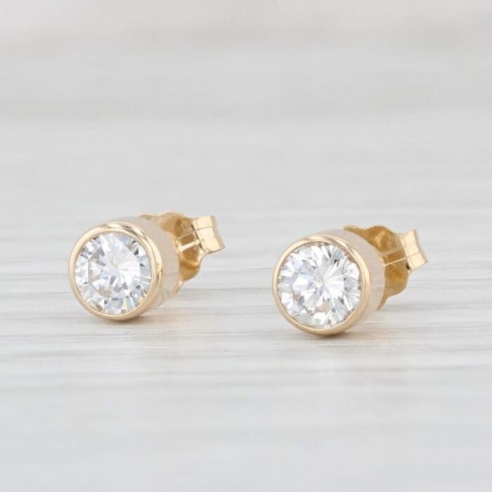 new 054ctw round diamond solitaire stud earrings 14k yellow gold 2 pieces 4722