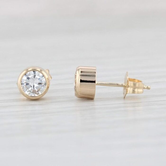 new 054ctw round diamond solitaire stud earrings 14k yellow gold 2 pieces 6297