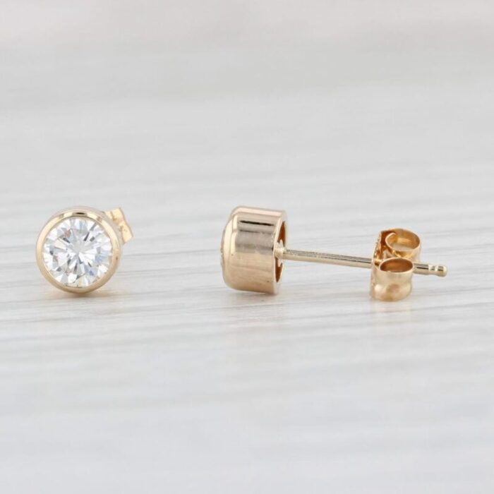 new 055ctw round diamond solitaire stud earrings 14k yellow gold 2 pieces 2962