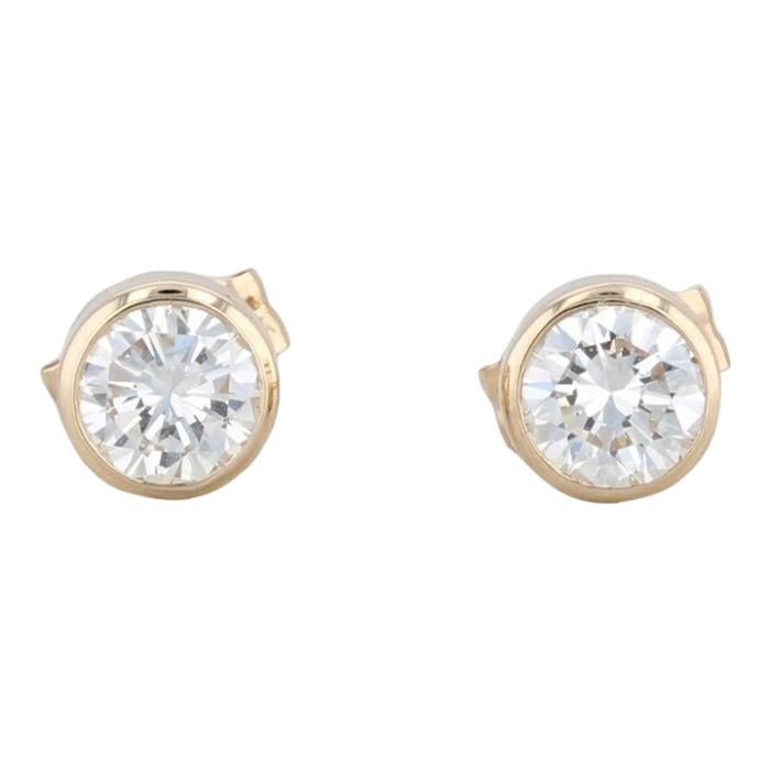 new 055ctw round diamond solitaire stud earrings 14k yellow gold 2 pieces 4641