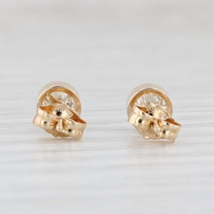 new 055ctw round diamond solitaire stud earrings 14k yellow gold 2 pieces 8086