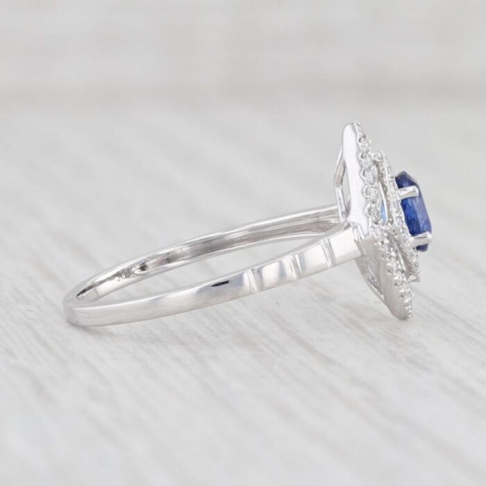 new 065ctw blue sapphire diamond halo ring 14k white gold size 675 engagement 4239