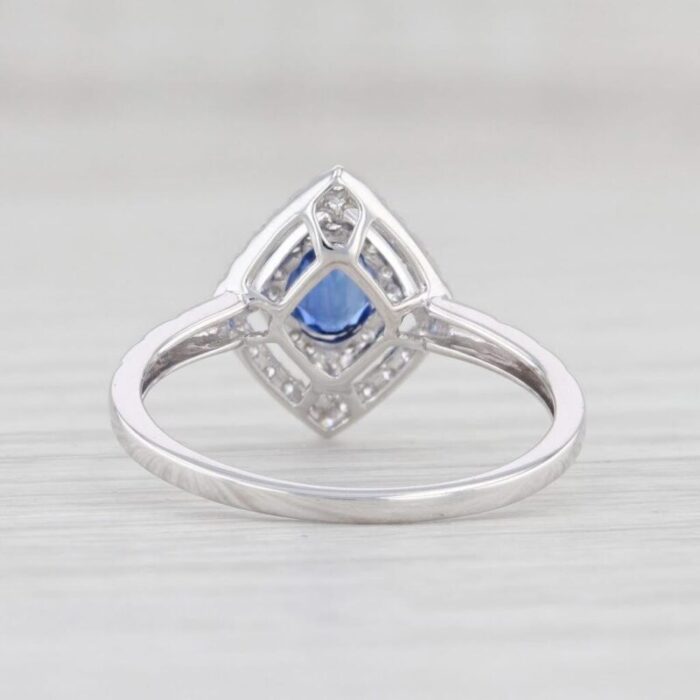 new 065ctw blue sapphire diamond halo ring 14k white gold size 675 engagement 5202