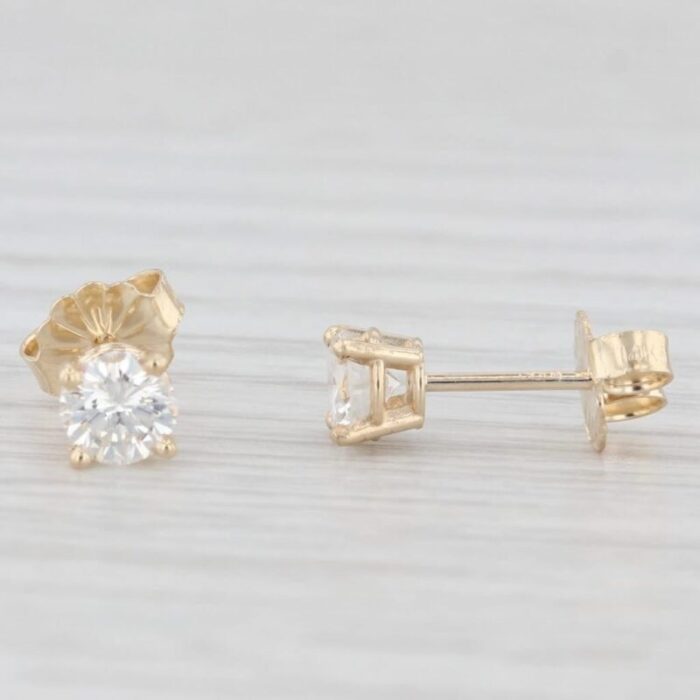 new 067ctw diamond stud earrings 14k yellow gold round solitaire studs 2 pieces 5886