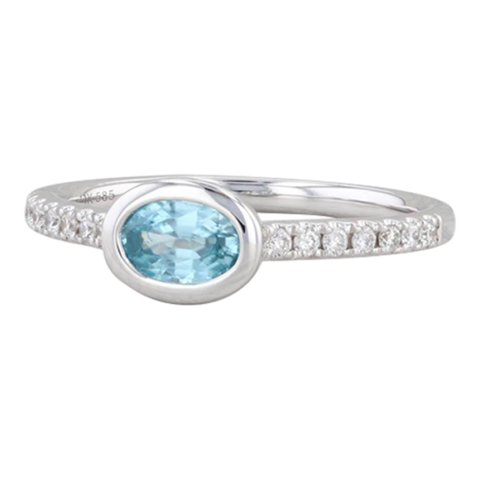 new 072ctw blue zircon diamond ring 14k white gold size 625 oval engagement 0104