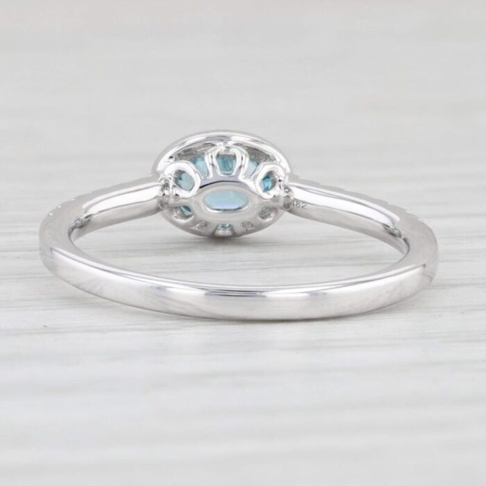 new 072ctw blue zircon diamond ring 14k white gold size 625 oval engagement 4027