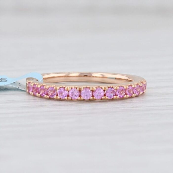 new 075ctw pink sapphire ring 18k rose gold size 7 stackable band 1203