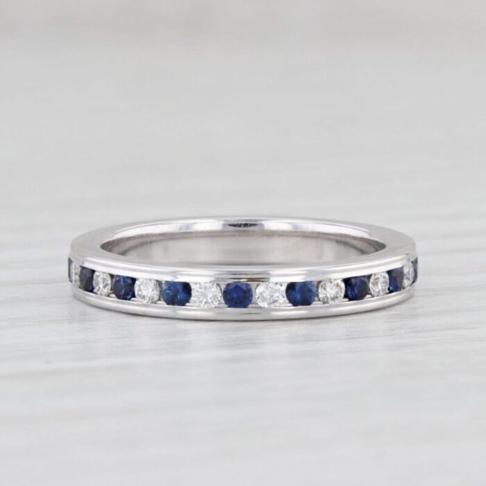 new 080ctw sapphire diamond eternity ring 14k gold size 6 stacked wedding band 2363