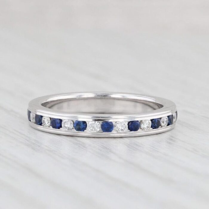 new 080ctw sapphire diamond eternity ring 14k gold size 6 stacked wedding band 3624