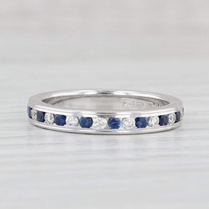 new 080ctw sapphire diamond eternity ring 14k gold size 6 stacked wedding band 8367