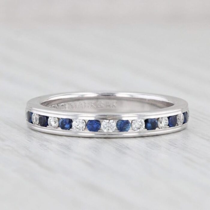 new 080ctw sapphire diamond eternity ring 14k gold size 6 stacked wedding band 8500