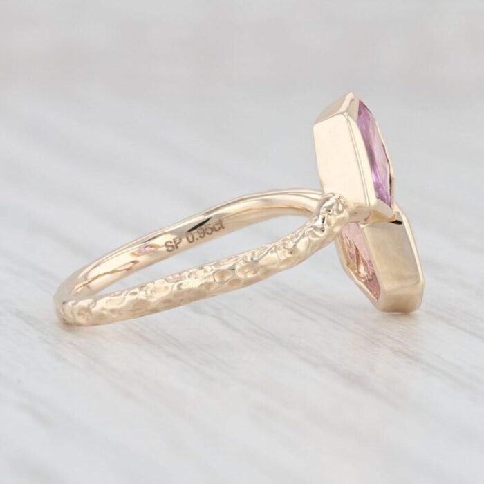 new 095ctw pink sapphire bypass ring 14k yellow gold size 65 adjustable 0751