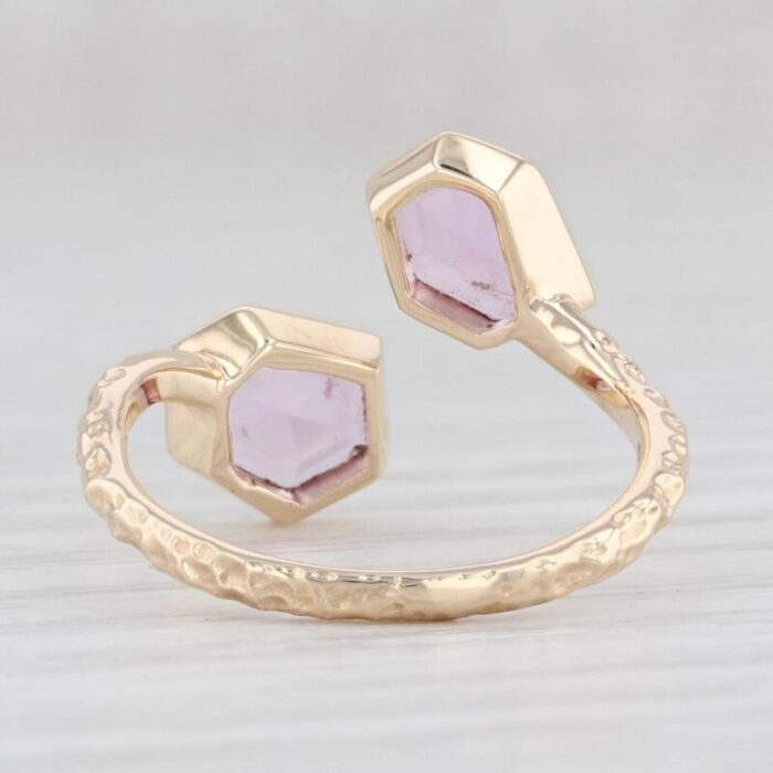 new 095ctw pink sapphire bypass ring 14k yellow gold size 65 adjustable 4849