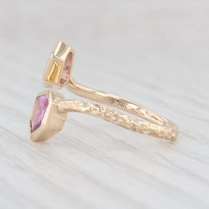 new 095ctw pink sapphire bypass ring 14k yellow gold size 65 adjustable 7808