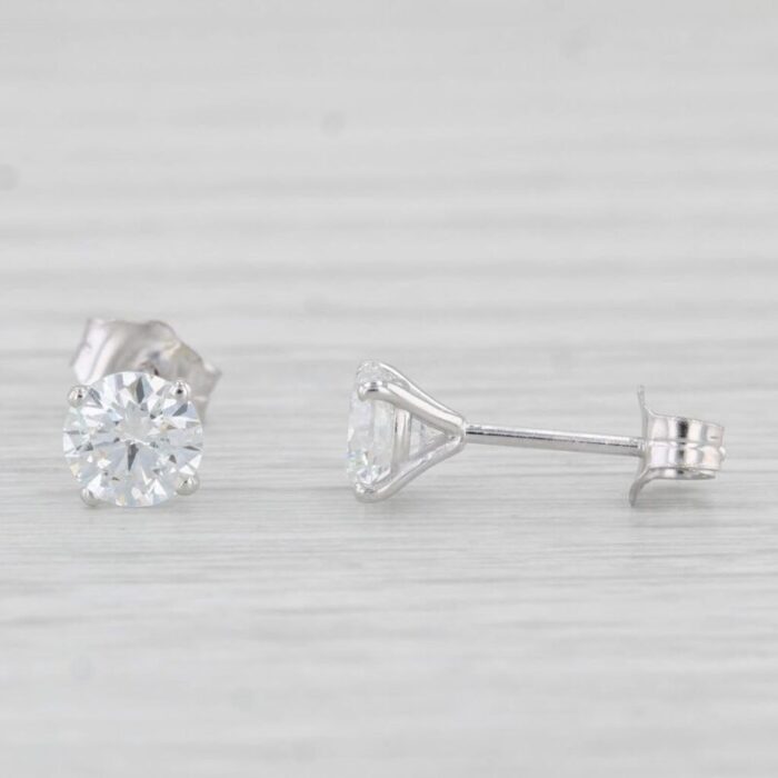 new 102ctw lab created diamond stud earrings 14k white gold round solitairesq 2 pieces 1411