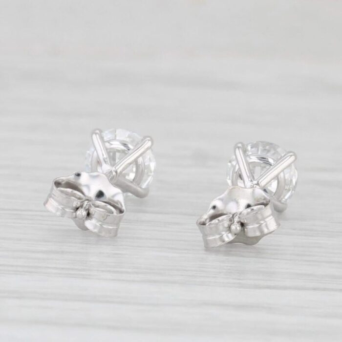 new 102ctw lab created diamond stud earrings 14k white gold round solitairesq 2 pieces 3343