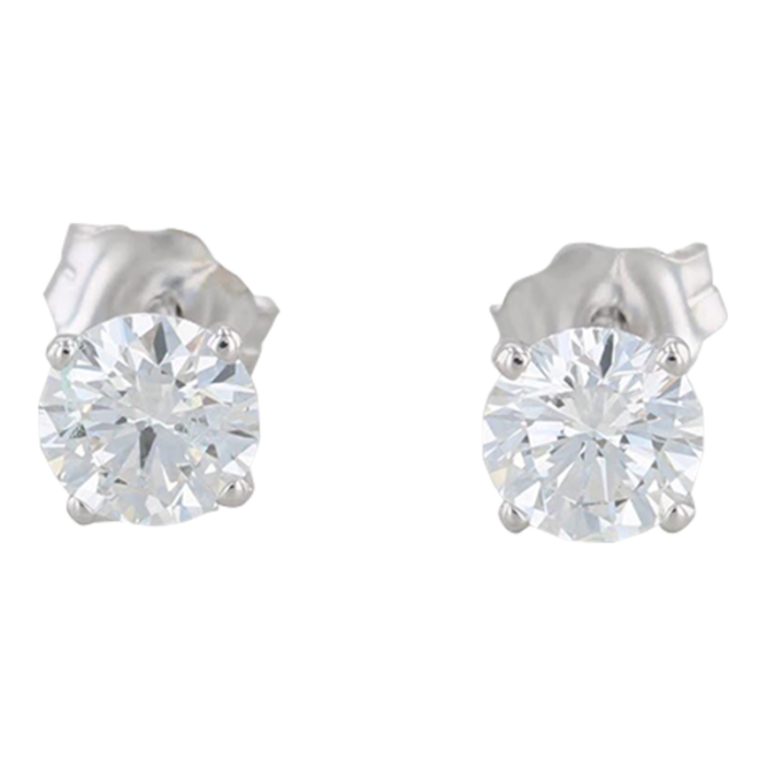 new 102ctw lab created diamond stud earrings 14k white gold round solitairesq 2 pieces 4534