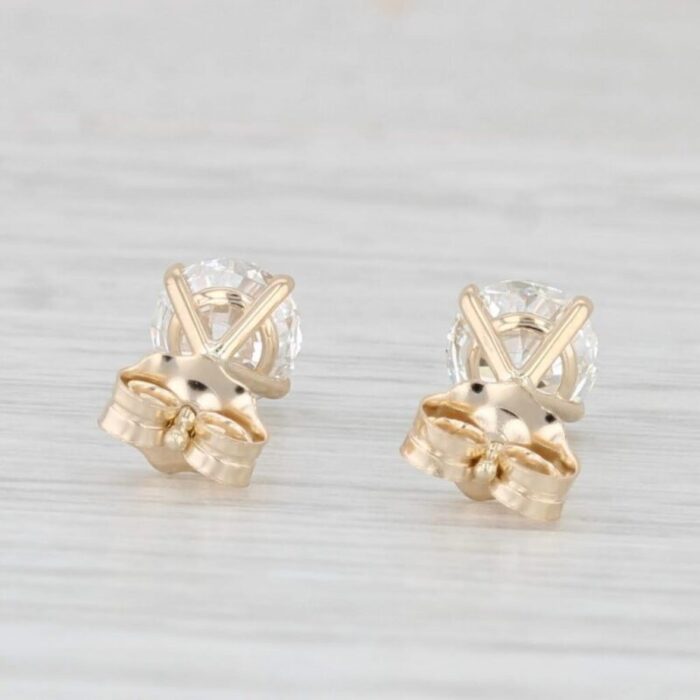 new 105ctw lab created diamond stud earrings 14k yellow gold round solitaires 2 pieces 8233