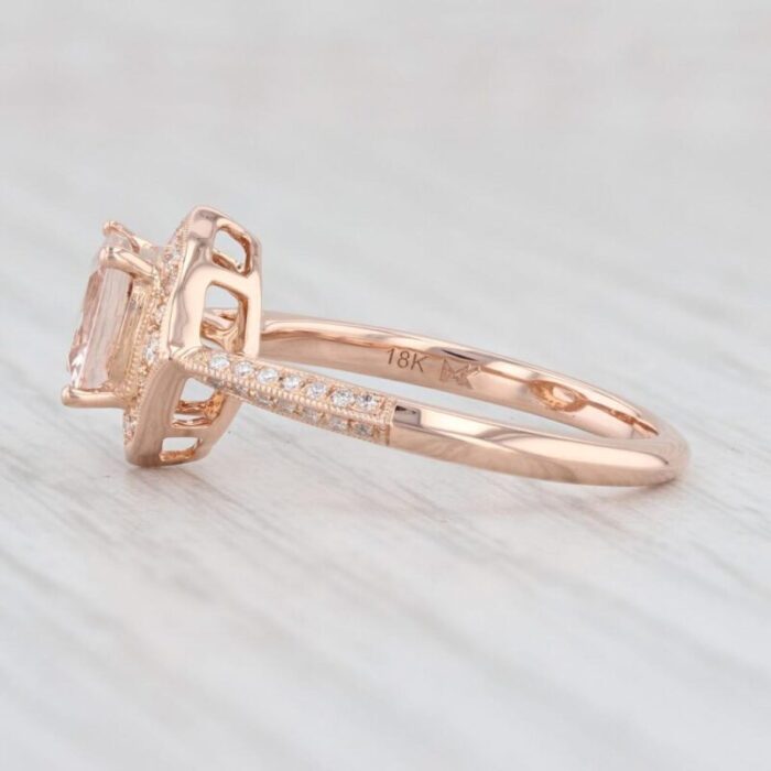 new 105ctw morganite diamond halo ring 18k rose gold size 65 engagement 2392