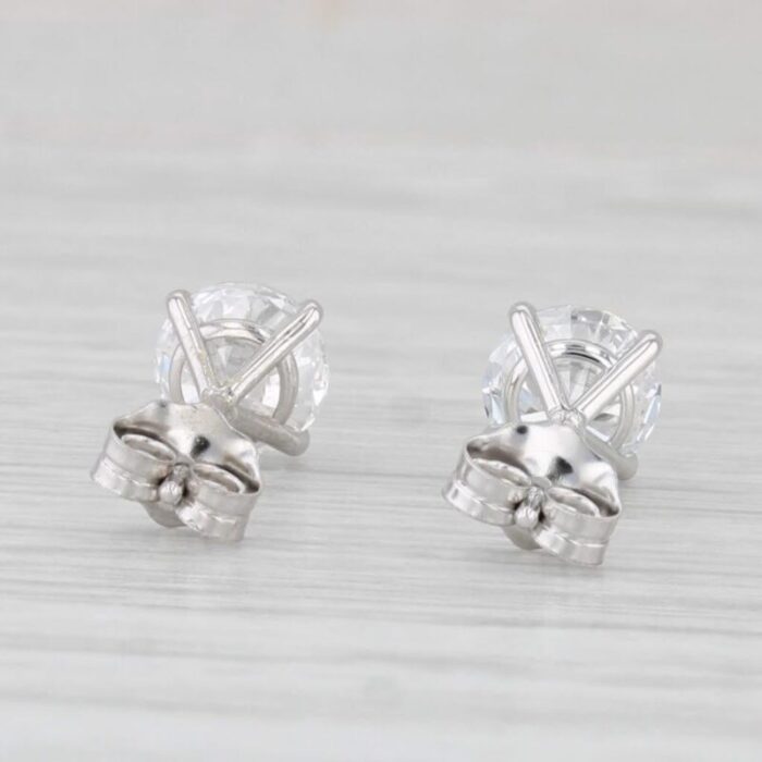 new 145ctw lab created diamond stud earrings 14k white gold round solitaires 2 pieces 0442