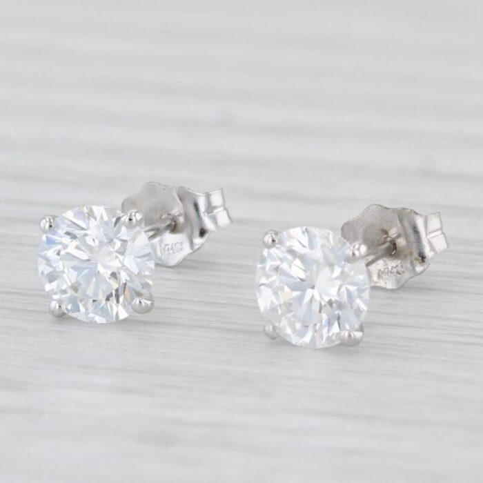 new 145ctw lab created diamond stud earrings 14k white gold round solitaires 2 pieces 1055