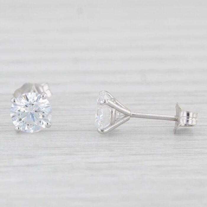 new 145ctw lab created diamond stud earrings 14k white gold round solitaires 2 pieces 5072