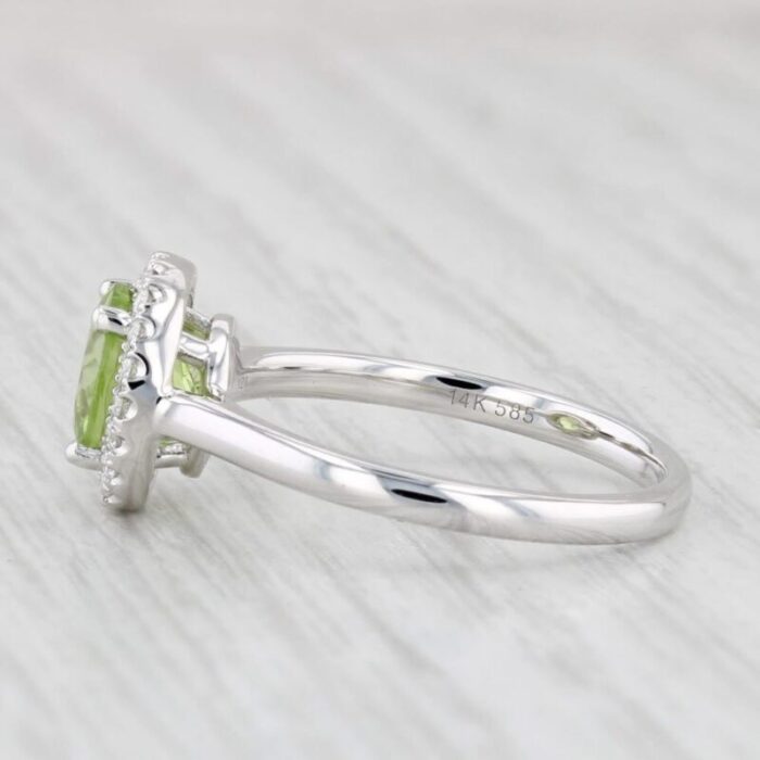 new 160ctw round peridot diamond halo ring 14k white gold size 65 engagement 5990