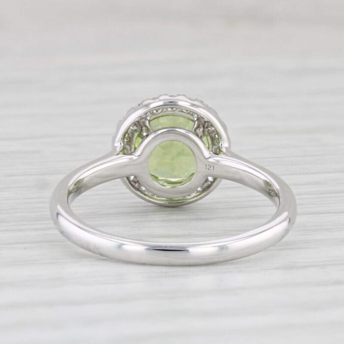 new 160ctw round peridot diamond halo ring 14k white gold size 65 engagement 8001