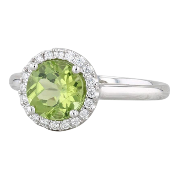 new 160ctw round peridot diamond halo ring 14k white gold size 65 engagement 8916