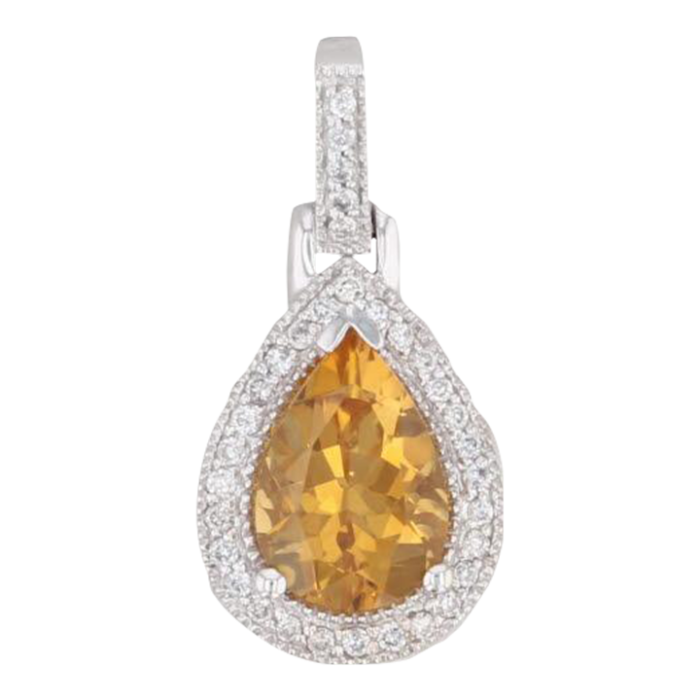 new 202ctw citrine diamond halo teardrop pendant 14k gold november birthstone 3025