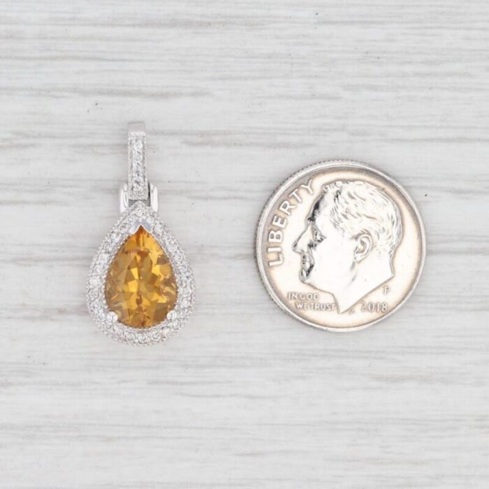 new 202ctw citrine diamond halo teardrop pendant 14k gold november birthstone 7582