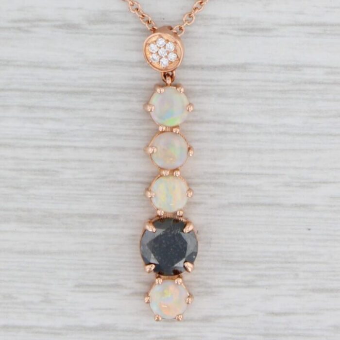 new 256ctw diamond opal pendant necklace 14k rose gold 1775 cable chain 2814