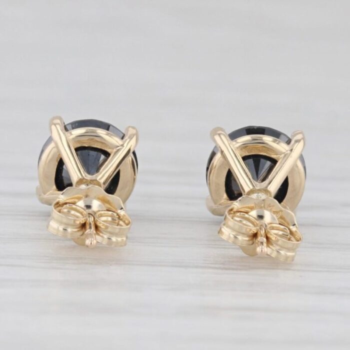 new 267ctw black diamond stud earrings 14k yellow gold round solitaires 8806