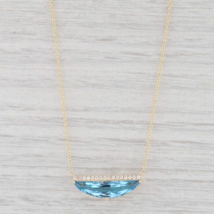 new 309ctw blue topaz diamond pendant necklace 14k yellow gold 16 cable chain 1460