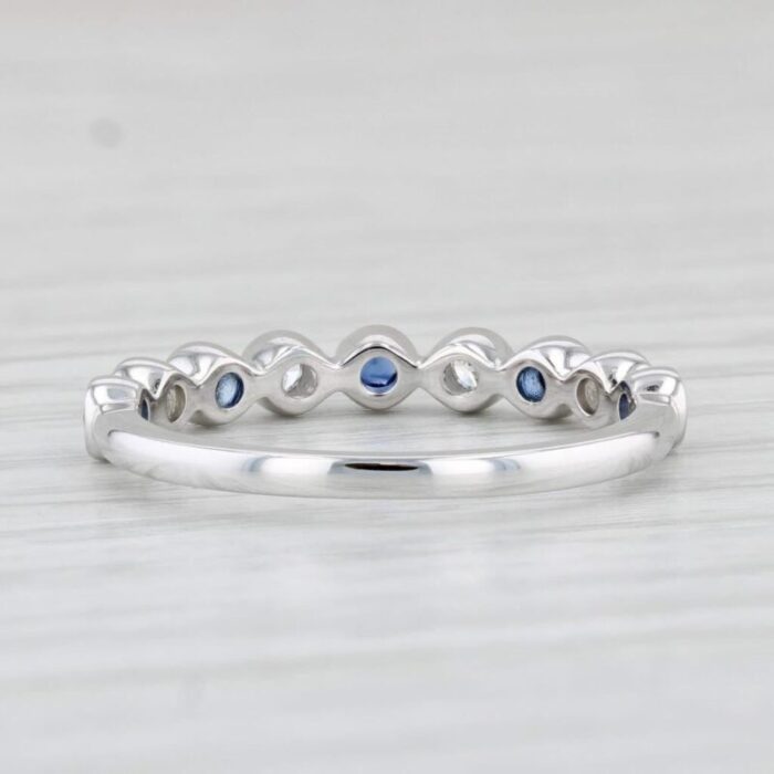 new 32ctw sapphire diamond stackable ring 14k white gold size 7 stacking band 1924