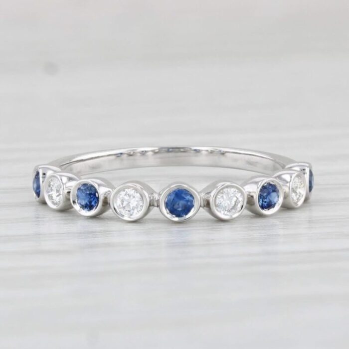 new 32ctw sapphire diamond stackable ring 14k white gold size 7 stacking band 7630