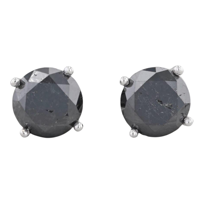 new 347ctw black diamond stud earrings 14k white gold round solitaires 2 pieces 3373