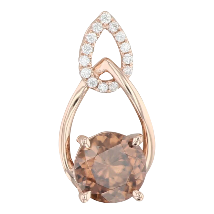 new 365ctw brown zircon diamond teardrop pendant 14k rose gold floating drop 2260