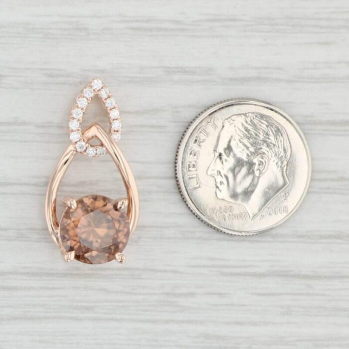 new 365ctw brown zircon diamond teardrop pendant 14k rose gold floating drop 9009