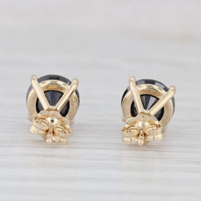 new 370ctw black diamond stud earrings 14k yellow gold round solitaires 2 pieces 5715