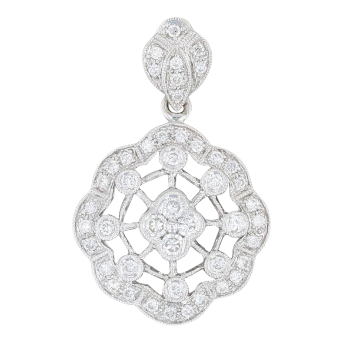 new 85ctw diamond cluster flower pendant 18k white gold statement 8146