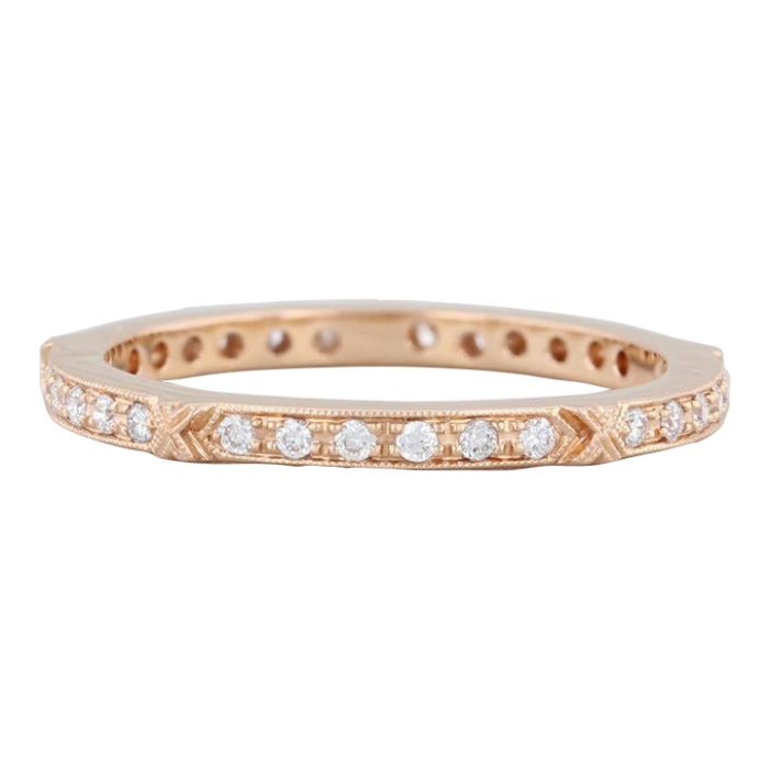 new beverley k 022ctw diamond eternity ring 18k rose gold stackable band sz 65 1464