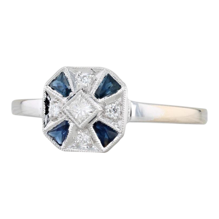 new beverley k 046ctw blue sapphire diamond halo ring 18k white gold size 65 1147