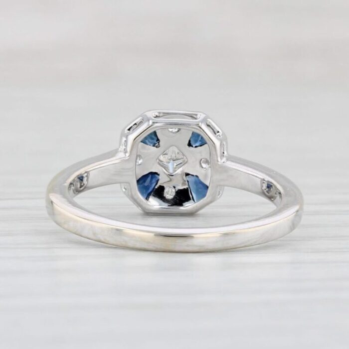 new beverley k 046ctw blue sapphire diamond halo ring 18k white gold size 65 5735