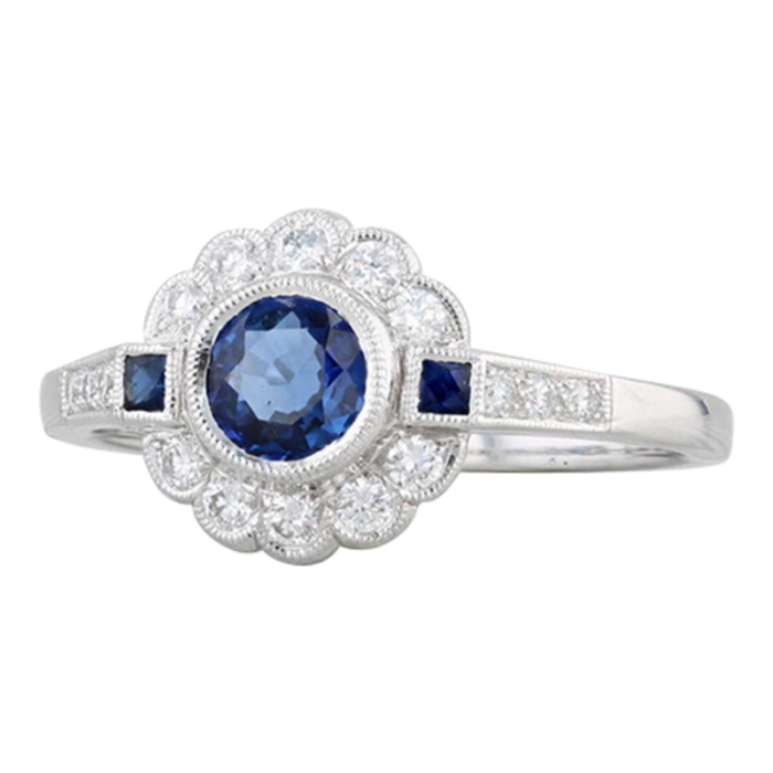 new beverley k 076ctw sapphire diamond halo ring 14k gold engagement size 7 3974