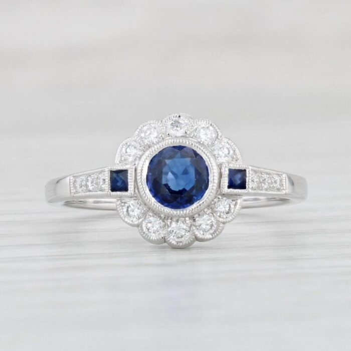 new beverley k 076ctw sapphire diamond halo ring 14k gold engagement size 7 8132